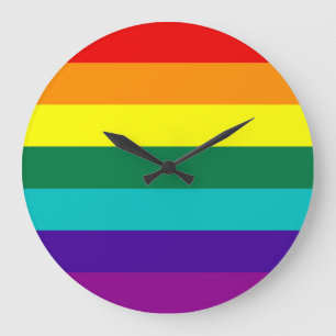 Reloj Redondo Grande 7 Rayas Bandera del Orgullo Gay Arcoiris