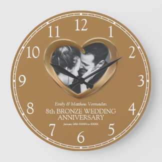 Reloj Redondo Grande 8.º aniversario del boda de Bronce foto números de