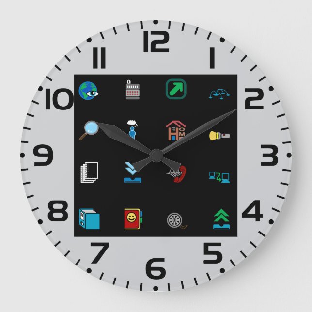 Reloj Redondo Grande 90s Retro Tech and Web Icon Pattern (Anverso)