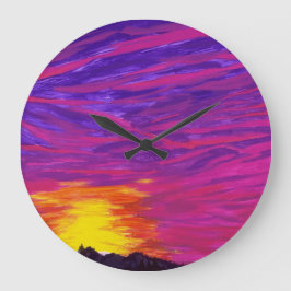 Reloj Redondo Grande A Cascade Morning Sunrise Large Round Clock