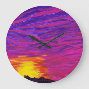 Reloj Redondo Grande A Cascade Morning Sunrise Large Round Clock