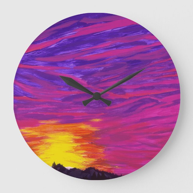 Reloj Redondo Grande A Cascade Morning Sunrise Large Round Clock (Anverso)