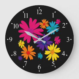 Reloj Redondo Grande A floral bed of daisy flowers 