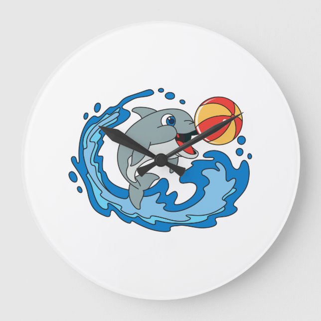 Reloj Redondo Grande A funny dolphin wall clock as a gift (Anverso)