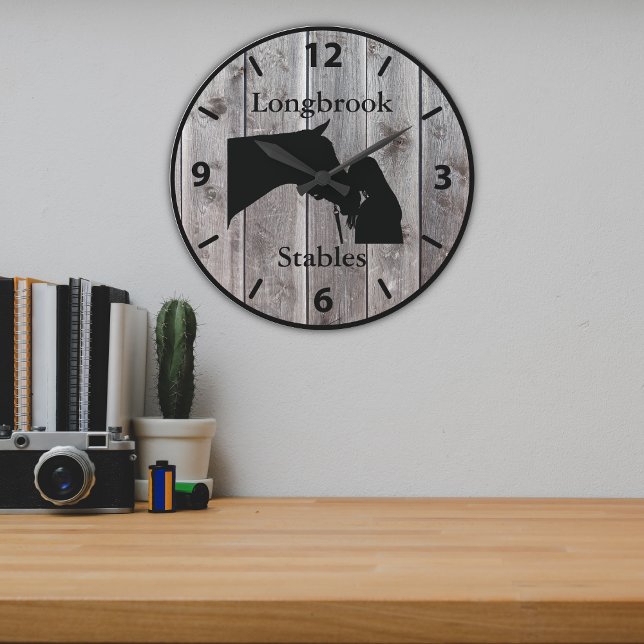 Reloj Redondo Grande A Horses Love 2 Personalizable Barnwood con estilo (Subido por el creador)