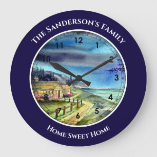 Reloj Redondo Grande A la luz del reloj grande de la luna plateada