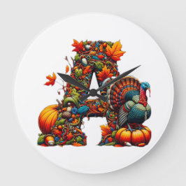 Reloj Redondo Grande A letter A in Thanksgiving style