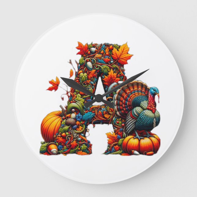 Reloj Redondo Grande A letter A in Thanksgiving style (Anverso)