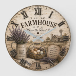 Reloj Redondo Grande A Little Farmhouse Is Where the Heart Is Lavender