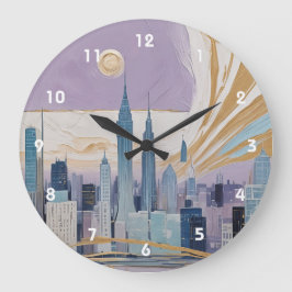 Reloj Redondo Grande A Lunar Cityscape
