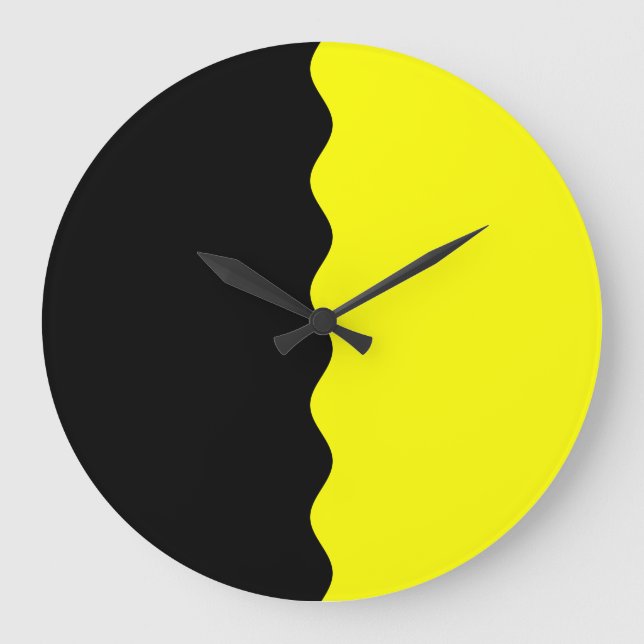 Reloj Redondo Grande A medias negro y amarillo (Anverso)