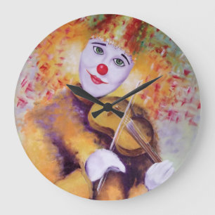 Reloj Redondo Grande A sweet clown playing the violin