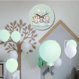 Reloj Redondo Grande A whimsical Cute Safari Baby animals wall clock 