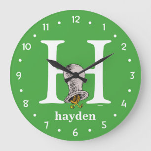 Reloj Redondo Grande ABC del Dr. Seuss: Letra H - Blanco Añadir su no