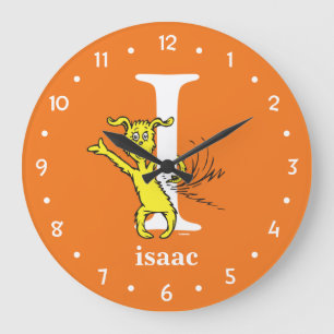 Reloj Redondo Grande ABC del Dr. Seuss: Letra I - Blanco Agregar su no