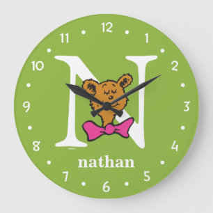 Reloj Redondo Grande ABC del Dr. Seuss: Letra N - Blanco Agregar su no