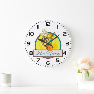 Reloj Redondo Grande Abeja Con Abeja Vintage De Honey Jar
