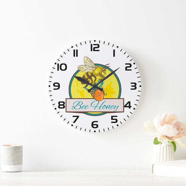 Reloj Redondo Grande Abeja Con Abeja Vintage De Honey Jar (Subido por el creador)