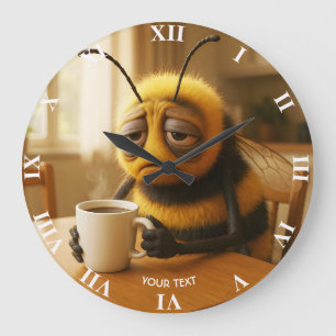 Reloj Redondo Grande Abeja de fantasía muy linda y cansada
