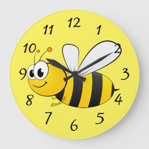 Reloj Redondo Grande abeja feliz linda del dibujo animado