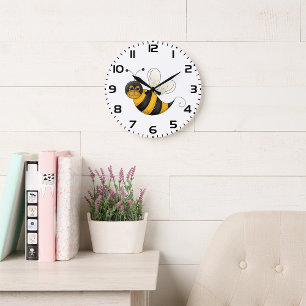 Reloj Redondo Grande Abeja Feliz Personaje Abejorro Divertido