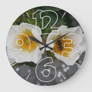 Reloj Redondo Grande Abeja y flores en primavera