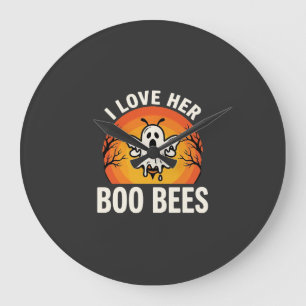 Reloj Redondo Grande Abejas Boo Diseño Divertido de Abeja Fantasma de H