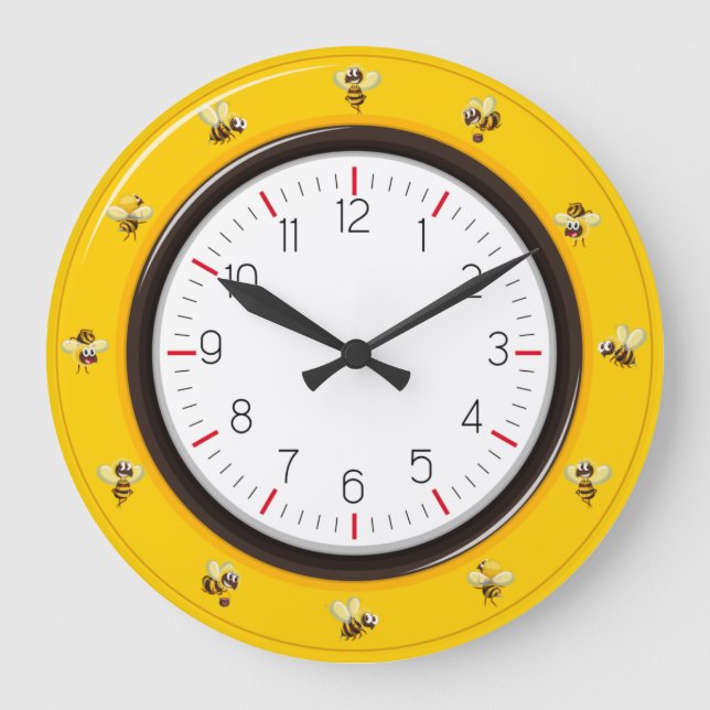 Reloj Redondo Grande Abejas melíferas lindas  (Anverso)