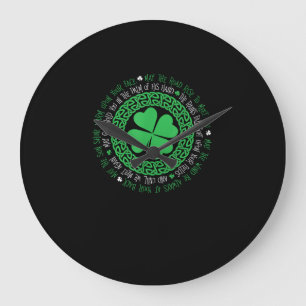 Reloj Redondo Grande Abendecimiento Irlandés Knot Celtic 4 Leaf Clover