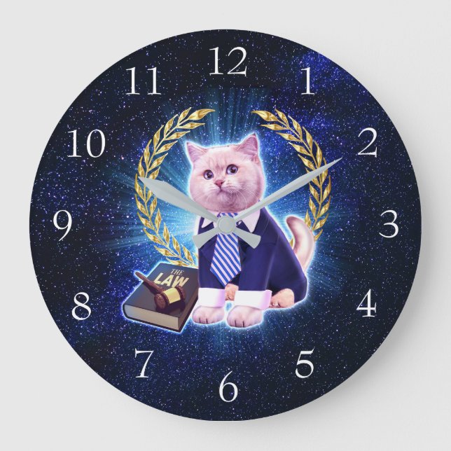 Reloj Redondo Grande Abogado de un gato en el espacio (Anverso)
