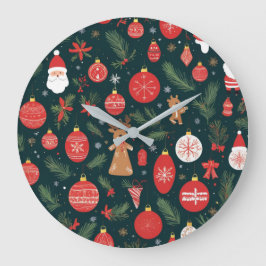 Reloj Redondo Grande Abrazando el espíritu de los Navidades, Feliz Navi