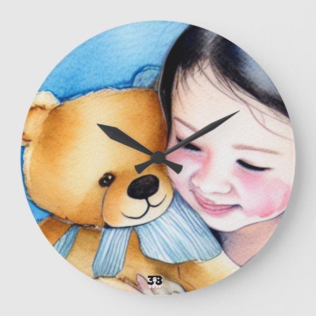 Reloj Redondo Grande Abrazo de oso (Anverso)