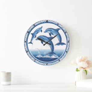 Reloj Redondo Grande Abrazo del delfín" - Ropa náutica