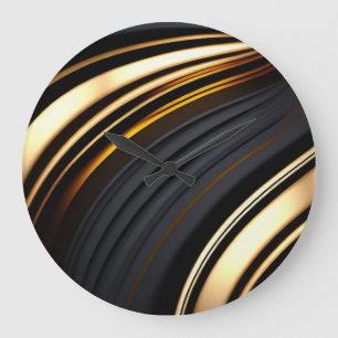Reloj Redondo Grande Abreviado negro y oro