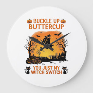 Reloj Redondo Grande Abróchense Buttercup Halloween Fantasma Bruja Somb