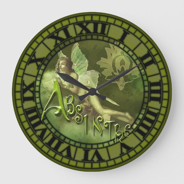 Reloj Redondo Grande Absinthe Fairy Collage 2 (Anverso)