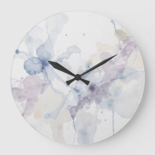 Reloj Redondo Grande Abstracción de tinta fluida azul y púrpura pastel 