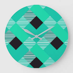 Reloj Redondo Grande Abstracción Geométrica de Cuadrado 10