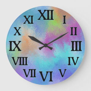 Reloj Redondo Grande Abstración de Holi de color de arcoiris irlandés