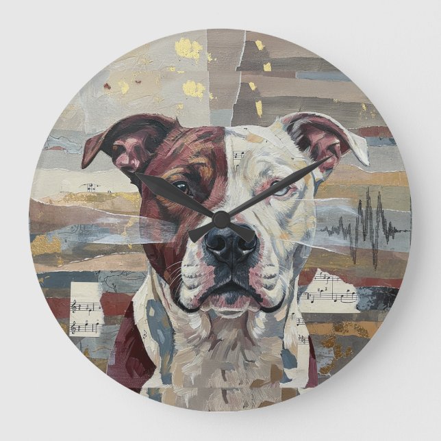 Reloj Redondo Grande Abstract Art Pitbull Version 1 (Anverso)