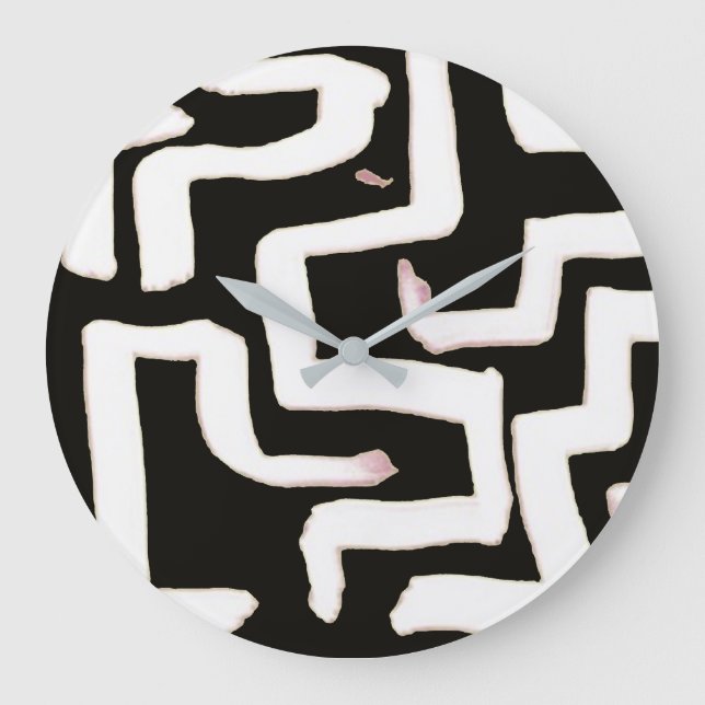 Reloj Redondo Grande Abstract Black and White Clock (Anverso)