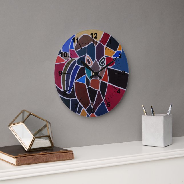 Reloj Redondo Grande Abstract Bull Painting by Alfred Fox (Oficina)