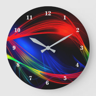 Reloj Redondo Grande Abstract Colorful Lights Wall Clock - Beautiful