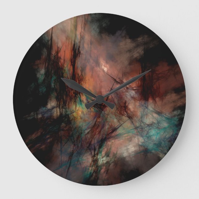 Reloj Redondo Grande Abstract Dark Black And Blue Pattern (Anverso)