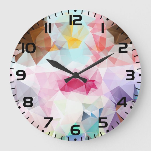 Reloj Redondo Grande Abstract Geometric Low Poly Mosaic (Anverso)