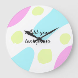 Reloj Redondo Grande Abstract geometric shapes pastel add name photo ba