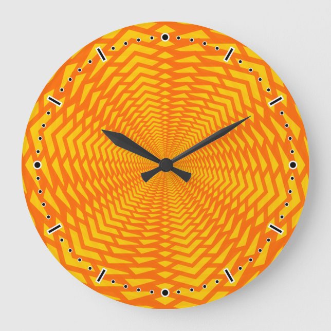 Reloj Redondo Grande Abstract Geometric Sun-Like Pattern Wall Clock (Anverso)