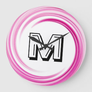 Reloj Redondo Grande Abstract Lavender Swirl Monogram