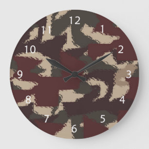Reloj Redondo Grande Abstract Military Camouflage Pattern