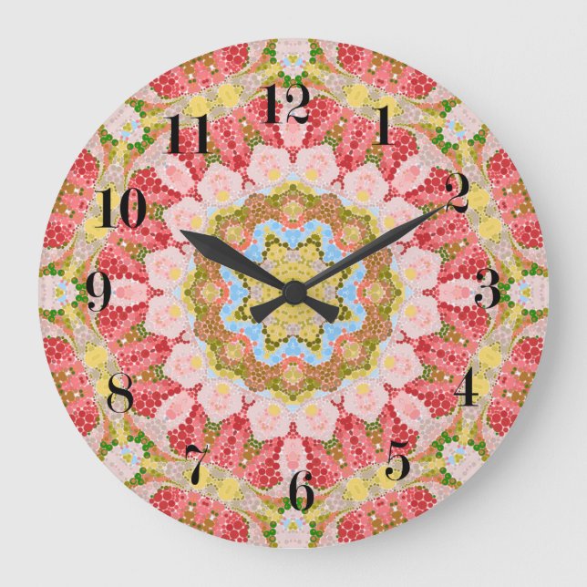 Reloj Redondo Grande Abstract modern mosaic kaleidoscopic tile pattern (Anverso)